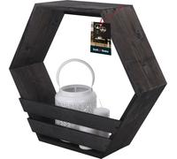 KOTARBAU® Hexagon Étagère murale noire 14x47x41 cm Hexagon Étagère en bois avec tablette Étagère à fleurs Étagère murale Hexagon Bois