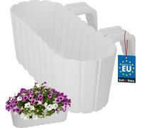 KOTARBAU® Jardinière de balcon 40x15x15cm blanche à suspendre à la rambarde Imitation baguettes en bois