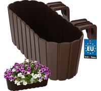 KOTARBAU® Jardinière de balcon 40x15x15cm brune à suspendre à la balustrade Imitation baguettes en bois