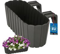 KOTARBAU® Jardinière de balcon 40x15x15cm Gris à suspendre à la balustrade Moulures en bois Imitation
