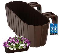 KOTARBAU® Jardinière de Balcon Marron à Suspendre à la Rampe Moulures en Bois Imitation 40x15x15cm