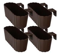 KOTARBAU® Lot de 4 Jardinière Extérieur - Pot de Fleur - PVC - 40 x 15 x 15 cm - Marron - Jardinière Balcon - Rectangulaire - Légère - avec Support pour Balconnière - Décorative