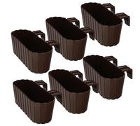 KOTARBAU® Lot de 6 Jardinière Extérieur - Pot de Fleur - PVC - 40 x 15 x 15 cm - Marron - Jardinière Balcon - Rectangulaire - Légère - avec Support pour Balconnière - Décorative