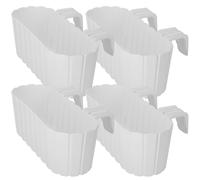 KOTARBAU® Lot de 4 Jardinière Extérieur - Pot de Fleur - PVC - 40 x 15 x 15 cm - Blanc - Jardinière Balcon - Rectangulaire - Légère - avec Support pour Balconnière - Décorative
