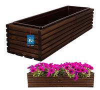 KOTARBAU® Jardinière en bois avec pot intérieur pour balcon - Anthracite, marron, 64 x 20 x 14 cm, Décontracté