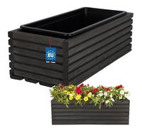 KOTARBAU Jardinière en bois - 44 x 20 cm - Avec pot intérieur - Anthracite - Pour balcon, jardin, terrasse - Avec insert