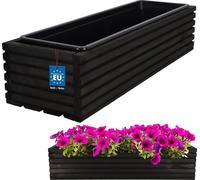 KOTARBAU® Jardinière en bois 64x20cm avec pot intérieur Balconnière noire Pot de fleurs Pot de fleurs en bois Pot de fleurs Pot de fleurs extérieur Balcon Jardin Terrasses Pot avec insert