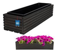 KOTARBAU® Jardinière en Bois 64x20cm avec Pot Intérieur, Pot de Balcon Anthracite, Pot de Fleurs, Pot de Jardinage en Bois, Jardinière pour Balcon, Jardinière pour Terrasse avec Insert