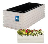 KOTARBAU® Jardinière en bois avec pot intérieur pour balcon - Anthracite, Blanc., 44 x 20 x 14 cm, Décontractée