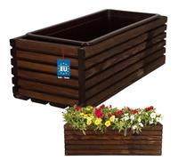 KOTARBAU® Jardinière en bois avec pot intérieur pour balcon - Anthracite, marron, 44 x 20 x 14 cm, Décontractée
