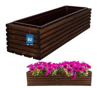 KOTARBAU® Jardinière en bois avec pot intérieur pour balcon - Anthracite, marron, 64 x 20 x 14 cm, Décontracté