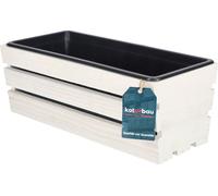 KOTARBAU® Jardinière en bois blanc avec insert plastique 40 x 18 x15 cm Pot de fleurs Jardinière
