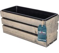 KOTARBAU Jardinière en Bois Gris avec Insert en Plastique 40 x 18 x 15 cm