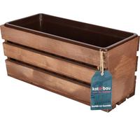 KOTARBAU® Jardinière en Bois Marron avec Insert en Plastique 40 x 18 x 15 cm