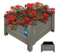 KOTARBAU Jardinière en bois pour extérieur, 50 x 50 cm, anthracite, pour terrasse et balcon, aspect bois