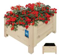 KOTARBAU Jardinière en bois pour l'extérieur - Longueur : 50 cm - Largeur : 50 cm - Blanc - Pour terrasse et balcon - Aspect bois