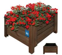 KOTARBAU Jardinière en bois pour l'extérieur - Longueur : 50 cm - Largeur : 50 cm - Marron - Pour terrasse et balcon - Aspect bois