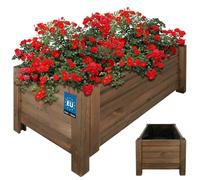 KOTARBAU® Bac à fleurs en bois pour l'extérieur Bac à plantes long 79cm large 39cm brun Bac à fleurs en bois pour l'extérieur Bac à fleurs pour terrasse & balcon Bac à fleurs aspect bois Bac à herbes 