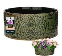 KOTARBAU® Jardinière en céramique Rond Vert Hauteur 13 cm ⌀ 28 cm Bols de Fleurs pour jardinière extérieure