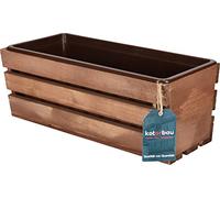 KOTARBAU® Jardiniere Extérieur, Bac à Fleurs, avec Insert Plastique | Jardiniere Rectangulaire, 40x18x15 cm, pour Terrasse, Jardin, Décoration Extérieure, Marron