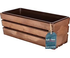 KOTARBAU® Jardiniere Extérieur - Bois - 40 x 18 x 15 cm - Brun - Bac à Fleurs - Jardiniere Rectangulaire - avec Insert Plastique - pour Terrasse - Jardin - Décoration Extérieure