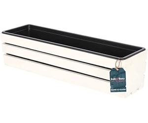 KOTARBAU® Jardiniere Extérieur - Bois - 60 x 18 x 15 cm - Blanc - Bac à Fleurs - Jardiniere Rectangulaire - avec Insert Plastique - pour Terrasse - Jardin - Décoration Extérieure