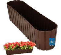 KOTARBAU® Jardinière ovale Balcon Pot de fleurs 60x14x13cm Marron Pot de fleurs pour balcon et terrasse Jardinière Balcon Pots de plantes Pots de plantes aromatiques Jardinière pour balcon et jardin R