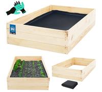 KOTARBAU Jardinière profonde en bois - 120 x 80 x 27 cm - Couleur naturelle - Jardinière surélevée pour herbes aromatiques - Grand parterre surélevé pour jardin, culture de légumes, légumes - Avec