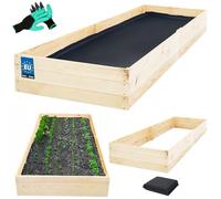 KOTARBAU Jardinière profonde en bois - 240 x 80 x 27 cm - Couleur naturelle - Jardinière surélevée pour herbes aromatiques - Grand parterre surélevé pour jardin, culture de légumes, légumes - Avec