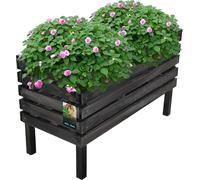 KOTARBAU® Jardinière surélevée 64 x 30 x 39 cm Jardinière en bois noire Balcon Jardinière Caisse à fleurs Pot de fleurs en bois Pot de plantation Caisse en bois Légumier Jardinet