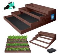 KOTARBAU Jardinière surélevée pour jardin - 120 x 120 cm - Avec gants avec griffes - Marron imprégné - Cadre de palette - Jardinière surélevée - Jardinière extérieure - Culture de légumes - Caisse en