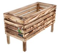 KOTARBAU Jardinière surélevée pour jardin, 64 x 30 x 39 cm, bois brûlé, pour balcon, jardinage de légumes