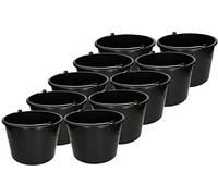 KOTARBAU® Jeu de 10 Seaux de Construction 12l Seau à plâtre Seau à mortier Seau à Ciment Seau à Eau Seau de Jardin Seau en Plastique Noir
