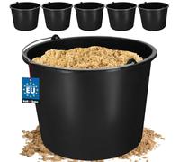 KOTARBAU® Jeu de 5 Seaux de Construction - 12L Seau à Plâtre, Mortier, Ciment, Eau et Jardin en Plastique Noir