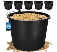 KOTARBAU® Jeu de 5 Seaux de Construction 20l Seau à plâtre Seau à mortier Seau à Ciment Seau à Eau Seau de Jardin Seau en Plastique Noir