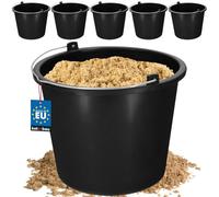 KOTARBAU® Jeu de 5 Seaux de Construction 5l - à Plâtre, Mortier, Ciment, Eau et Jardin - en Plastique Noir