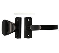 KOTARBAU® Jeu de poignée 125 mm + bouton 65 mm noir avec bouclier court pour cylindre profilé pour portes et portails