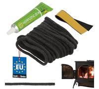 KOTARBAU® Joint Insert Cheminée - Fibre de Verre - ⌀ 4 mm - 2,5 m - avec Colle - Corde Haute Température - Kit De Réparation - Joint Poele a Granule - Noir