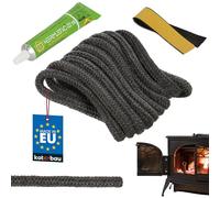 KOTARBAU® Joint Insert Cheminée - Fibre de Verre - ⌀ 9 mm - 2,5 m - avec Colle - Corde Haute Température - Kit De Réparation - Joint Poele a Granule - Noir