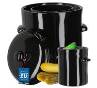 KOTARBAU® Kimchi Pot à fermentation en grès, 10 l, avec couvercle, en ébène, pour choucroute hermétique