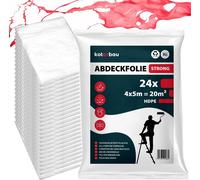 KOTARBAU® Kit de 24 films de masquage 4x5m Film plastique transparent anti-poussière Bâche de construction Film à usage général Bâche de peinture Film de peinture pour rénovation et déménagement