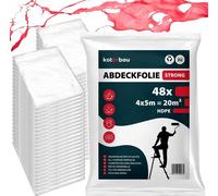 KOTARBAU® Kit de 48 films de masquage 4x5m Film anti-poussière transparent Film de construction Bâche plastique Bâche de peinture à usage général Film de peinture pour rénovation et déménagement