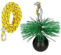 KOTARBAU Kit de balai de cheminée en plastique - Toutes les tailles - Plewa - Céramique et acier inoxydable - Tube de traction - Corde de traction - Brosse à suie - Kit de nettoyage (100 mm, longueur
