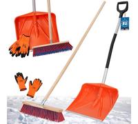 KOTARBAU® Kit pelle à neige avec manche en aluminium 137 cm Balai de route 43 cm + gants Pelle à neige Snow Shovel Pelle à neige avec manche extérieur Pelle à neige voiture manche en aluminium