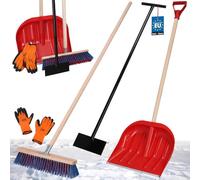KOTARBAU® Kit pelle à neige avec manche en bois 134,5 cm, balai de route avec manche 43 cm, grattoir à glace 119 x 20 cm + gants, pelle à neige, pelle à neige en bois pour déneigement