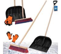 KOTARBAU® Kit pelle à neige avec manche en bois 137 cm Balai de route 43 cm + gants Pelle à neige Snow Shovel Pelle à neige avec manche Pelle à neige extérieure Pelle à neige voiture Manche en bois