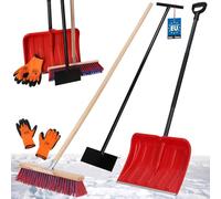 KOTARBAU® Kit pelle à neige avec poignée en métal 133 cm Balai de rue avec manche 150 cm Grattoir à glace 119 x 20 cm + gants Pelle à neige Pelle à neige Manche pour déneigement