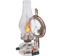 KOTARBAU® Lampe à pétrole en verre Lampe à huile avec miroir Cuivre ancien Lampe de camping Lampe à pétrole Kérosène Lanterne Vintage Lampe à huile Camping Lumière Balcon Accessoires Lanterne à pétrol
