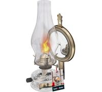 KOTARBAU® Lampe à pétrole en verre Lampe à huile avec miroir Laiton ancien Lampe de camping Lampe à pétrole Kérosène Lanterne Vintage Lampe à huile Camping Lumière Balcon Accessoires Lanterne à pétrol
