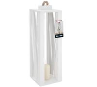 KOTARBAU® Lanterne Bois Blanc | Lanterne Bougie 13,5 x 13,5 x 42 cm | Lanternes à Bougie Décoratives | Grande Lanterne Décorative pour Balcon Terrasse Maison